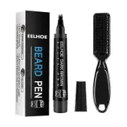 Four-prong Waterproof Beard Pen And Beard Brush Filler Pencil Combination Coverage Enhancer black