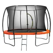 8ft Trampoline Free Ladder Spring Mat Net Safety Pad Cover Round Enclosure Blue/Orange