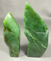 1.211KG Tumble freeform top Quality crystals tower Nephrite Jade 2PCS decoration