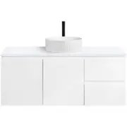 CIBO 1200mm White Nordic Wall Hung Bathroom Vanity With White Gloss Fluted Basin