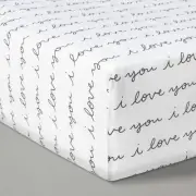 Cloud Island I Love You Crib Sheet White Grey