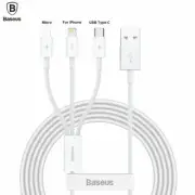 Baseus 3in1 3.5A USB To Micro Type-C iPhone Fast Charging Data Cable Cord Line