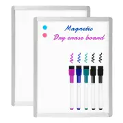 2 Pack Dry Erase Board 11x14" Magnetic Small Whiteboard w/ 2 Magnets & 4 Markers