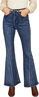 [Allegra K] Women's Vintage Flare Jean Denim Pants High Waist Stretchy Bell Bottoms Jeans