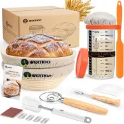 Sourdough Starter Kit, Banneton Bread Proofing Basket, 24oz Jar Glass, 2 9Inch