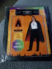 NEW Adult One Size Black/Red Reversible Cape Dracula/Vampire Halloween