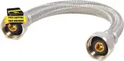 9 Inch Steel-Flex Faucet Connector, 1/2 Inch FIP X 1/2 Inch FIP, Braided Stainle
