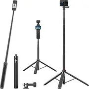53.2"/135cm Selfie-Stick Tripod for Insta 360 X5, Vkesen Selfie Stick + Tripod Stand for Insta360 X5/X4/X3/ONE X2/ONE X/ONE RS (1-Inch 360 Excluded)/Ace/Ace Pro/Ace Pro 2, DJI Osmo Pocket 3 Cameras