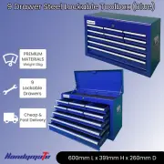 9 Drawers Heavy Duty Steel Tool Chest Toolbox Lockable Storage Blue