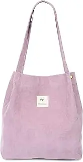 [Cloele] Corduroy Totes Bag Carry Bag with Inner Pocket for Mother Teacher School Work Beach Lunch Travel and Shopping