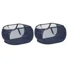 Mesh Laundry Hamper, 2 Pack Collapsible Laundry Baskets Laundry Bag, Navy Blue