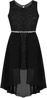[Lejafay] Kids Flower Girls Dress Sleeveless Sparkly Rhinestone Wedding Party Gown Princess Pageant Romper Skirt