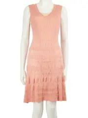 M Missoni Pink V-Neck Pattern Knit Dress