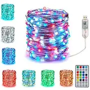 Color Changing Fairy String Lights with Remote Control, Waterproof USB LED Twinkle Lights 16.4ft 32.8ft for Christmas Decoration, Wedding, Party Decoration