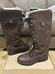 EUC WORN ONCE WOMENS ARIAT DARK BROWN WATERPROOF WYTHBURN TALL BOOTS 7.5 B