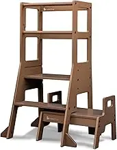 My Duckling Adjustable Learning Tower with Step Stool,Kitchen Tower Step Ladder, Kids Kitchen Helper, Child Standing Tower (Walnut)