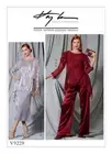 Vogue Sewing Pattern 9229 Misses 8-16 Tunic Top Shaped Hem Pull on Pants & Skirt