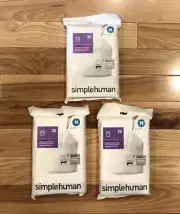 Lot of 3 Code N 20 Ct SIMPLEHUMAN Custom Fit Trash Bags Can Liners Refill Size