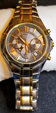 Brand New Pulsar PT3200 grey/gold Chronograph Watch 43mm 2 tone