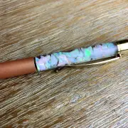 Opal Crystal Mix Chunky Chips Filled Ballpoint Bronze Pen Green Orange Red, Gift