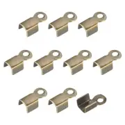 400Pcs Fold Over Cord Ends, 3x6mm Crimp Cap Clasp for DIY, Bronze Tone