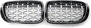 A Pair Car Front Kidney Grill Diamond Style Racing Grills Compatible For BMW F25 F26 X3 X4 2014-2017 Car Styling Accessories(Silver and Black)