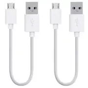 2 Pack 20cm Short Data Charging Micro USB Cable Cord for Android Phone Bulk