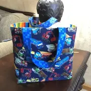 Trucks And Stripes Go-green grocery tote reusable tote handmade