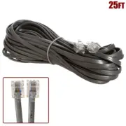 25FT RJ11 6P4C Reverse VOICE Telephone Phone Line Cable Flat Stranded Wire Gold