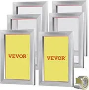 VEVOR Screen Printing Kit, 6 Pieces Aluminum Silk Screen Printing Frames, 25.4 x 35.6 cm Silk Screen Printing Frame with 110 Count Mesh, High Tension Nylon Mesh and Sealing Tape for T-Shirts DIY