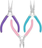 3 Pcs Jewelry Pliers, Jewelry Making Tools Kit Set Includs Needle Nose Pliers Round Nose Pliers Diagonal Pliers for Jewelry Making Supplies, Wire Wrapping, DIY Crafts, Beading