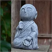 Outdoor Jizo Happy Buddha Garden Statue Decorative Monk Figurine Zen Sculpture Garden Ornaments for Home Indoor Outdoor Decor,Meditating