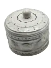 Cynthia Rowley White Elephant Trinket Jar Lid Apothecary Aztec Container NOS