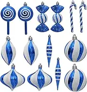 Christmas Ball Ornaments for Christmas Decorations, 14 pcs Red and White Shatterproof Baubles Xmas Tree Hanging Ornaments for Xmas Tree Wreath Party Decorations (Blue)