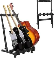 AKOZLIN 3 Holder Guitar Rack Universal Display Rack Folding Guitar Stand With Non slip Rubber Padding Bass Stand Electric or Acoustic Guitar,Black