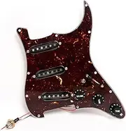 Prewired Loaded SSS Pickguard Set Dark Brown Tortoise for Fender Stratocaster Guitar Prewired Loaded Pickguard Set – Alnico 5 Single Coil Pickups, Guitar Wiring Harness Upgrade Kit