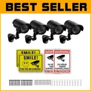 Enhance Your Home Security: Fake Cameras & Signs Set with LED Warning Lights