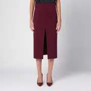 [THE ANDAMANE] Stephanie Burgundy wool-blend midi skirt 42 IT Burgundy
