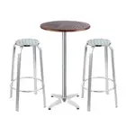 Bistro Table Stool Outdoor Bar Set Adjustable Wooden Cafe 3-Piece Patio Chair