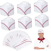 [NOLITOY] Paper Chef Caps 20 Pack Disposable Cooking Hat Adult Chef Caps Lightweight Adjustable Size Hat White