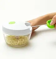 Manual Garlic Chopper with Pull Cord – Mini Handheld Food Processor for Onion, Chili, Ginger, Herbs, Nuts Easy to Clean Kitchen Gadget