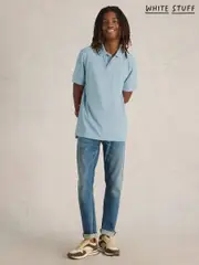 White Stuff Blue 100% Cotton Utility Polo Shirt (F25151) | $81
