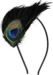 [Alipis] Peacock Headband Peacock Feather Fascinator Hair Band Festival Hair Hoops Roaring 20s Headpiece Great Hair Accessories for Tea Party Peacock Costume Cosplay Prop
