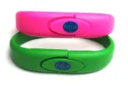 2 Pack 4 GB USB Flash Drive Green or Pink Silicone Wrist Band Bracelet