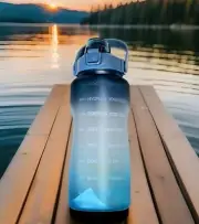 64 OZ ½ Gallon Motivational Water Bottle w/ Time Marker/Straw/Protective Silicon