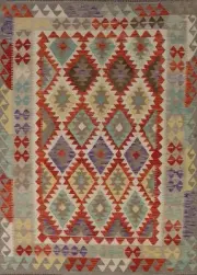 Flat-Weave Pastel Color Kilim Reversible Rug 6x8 Oriental Living Room Carpet