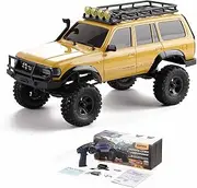 FMS RC Crawler Toyota Cruiser LC80 FCX18-1/18 Offroad Trucks 4X4 RC Rock Crawler with 2.4Ghz Transmission, Portal Axles, LED Lights, 7.4V 900mAh Battery, USB Charger for Adults, Yellow