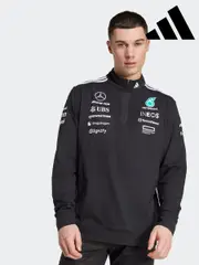 adidas Black/White Mercedes AMG Petronas Formula One Team 1/4 Zip Sweatshirt (AT9561) | $254