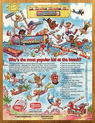 2006 Goetze/Necco Cow Tales/Smoothies Candy Print Ad/Poster 00s Kid Wall Pop Art