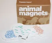 Tupperware 3 Animal Refrigerator Magnets Bear, Lion, Elephant White - New in Box